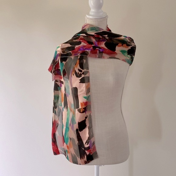 Satin stripe lightweight multi color paint 🎨 fashion scarf design silk feel - Picture 3 of 13